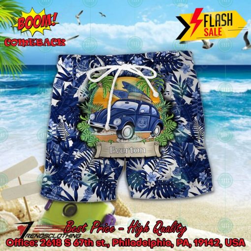 Everton FC Car Surfboard Coconut Tree Button Shirt