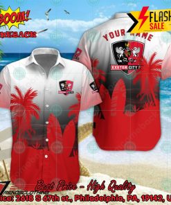 Exeter City FC Palm Tree Surfboard Personalized Name Button Shirt