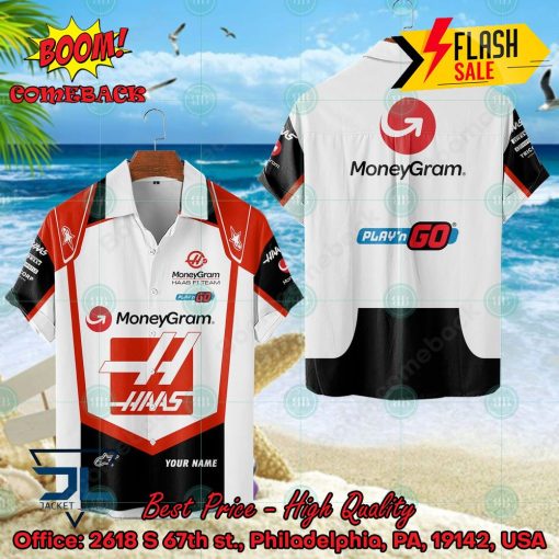 F1 Team 2024 MoneyGram Haas Personalized Name Hawaiian Shirt And Shorts