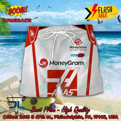 F1 Team 2024 MoneyGram Haas Personalized Name Hawaiian Shirt And Shorts