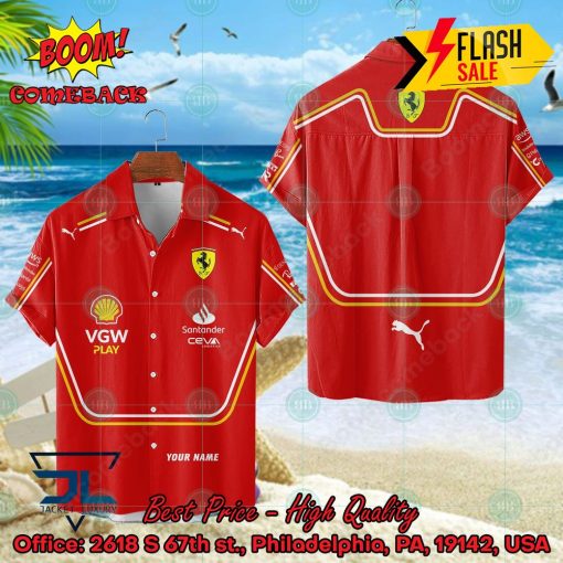 F1 Team 2024 Scuderia Ferrari Personalized Name Hawaiian Shirt And Shorts