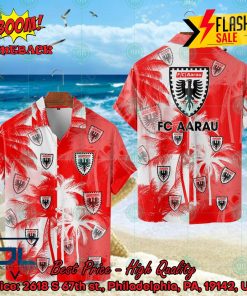 FC Aarau Big Logo Coconut Tree Hawaiian Shirt