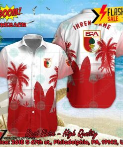 FC Augsburg Palm Tree Surfboard Personalized Name Button Shirt