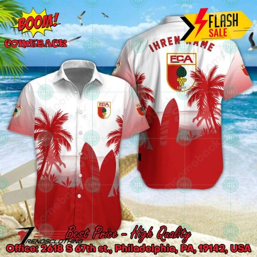 FC Augsburg Palm Tree Surfboard Personalized Name Button Shirt