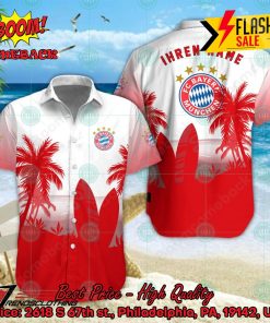 FC Bayern Munchen Palm Tree Surfboard Personalized Name Button Shirt