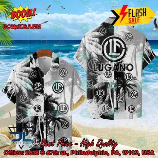 FC Lugano Big Logo Coconut Tree Hawaiian Shirt