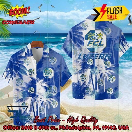 FC Luzern Big Logo Coconut Tree Hawaiian Shirt