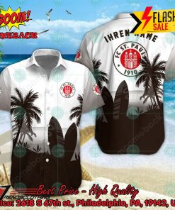 FC St. Pauli Palm Tree Surfboard Personalized Name Button Shirt
