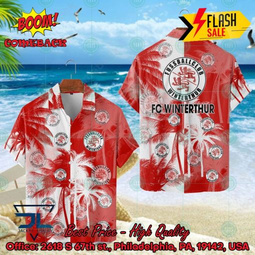 FC Winterthur Big Logo Coconut Tree Hawaiian Shirt