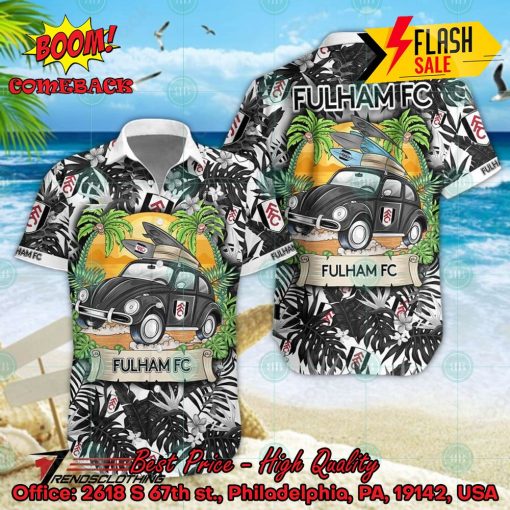 Fulham FC Car Surfboard Coconut Tree Button Shirt