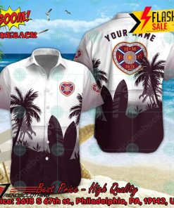 Heart of Midlothian FC Palm Tree Surfboard Personalized Name Button Shirt