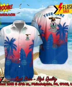 Inverness Caledonian Thistle FC Palm Tree Surfboard Personalized Name Button Shirt