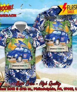 Ipswich Town FC Car Surfboard Coconut Tree Button Shirt