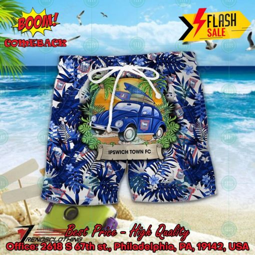 Ipswich Town FC Car Surfboard Coconut Tree Button Shirt