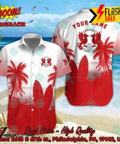 Leyton Orient FC Palm Tree Surfboard Personalized Name Button Shirt