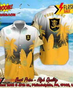Livingston FC Palm Tree Surfboard Personalized Name Button Shirt