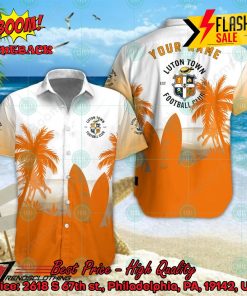 Luton Town FC Palm Tree Surfboard Personalized Name Button Shirt