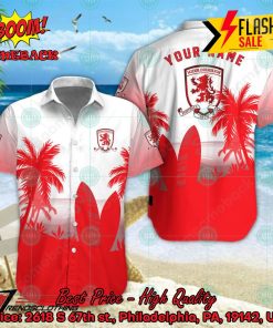 Middlesbrough FC Palm Tree Surfboard Personalized Name Button Shirt