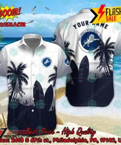 Millwall FC Palm Tree Surfboard Personalized Name Button Shirt