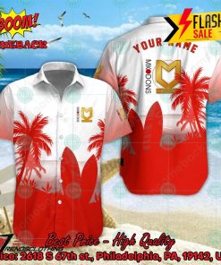 Milton Keynes Dons FC Palm Tree Surfboard Personalized Name Button Shirt