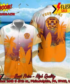 Motherwell FC Palm Tree Surfboard Personalized Name Button Shirt