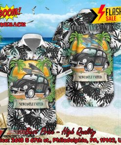 Newcastle United FC Car Surfboard Coconut Tree Button Shirt