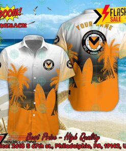 Newport County AFC Palm Tree Surfboard Personalized Name Button Shirt