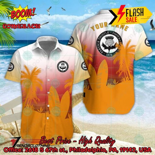 Partick Thistle FC Palm Tree Surfboard Personalized Name Button Shirt