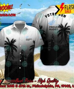 Provence Rugby Palm Tree Surfboard Personalized Name Button Shirt