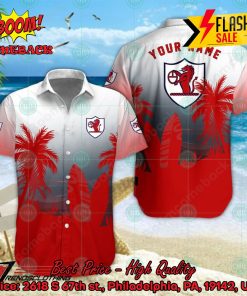 Raith Rovers FC Palm Tree Surfboard Personalized Name Button Shirt
