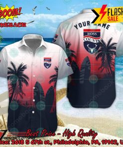 Ross County FC Palm Tree Surfboard Personalized Name Button Shirt