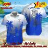 Rouen Normandie Rugby Palm Tree Surfboard Personalized Name Button Shirt