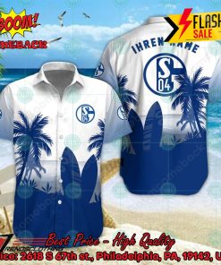 Schalke 04 Palm Tree Surfboard Personalized Name Button Shirt