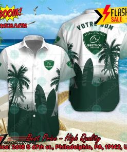 Section Paloise Palm Tree Surfboard Personalized Name Button Shirt