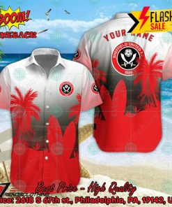 Sheffield United FC Palm Tree Surfboard Personalized Name Button Shirt