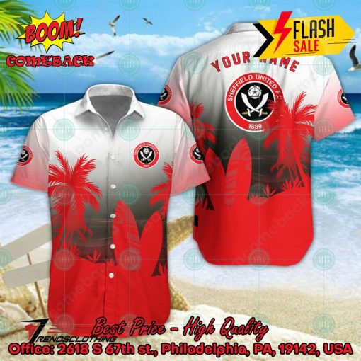 Sheffield United FC Palm Tree Surfboard Personalized Name Button Shirt