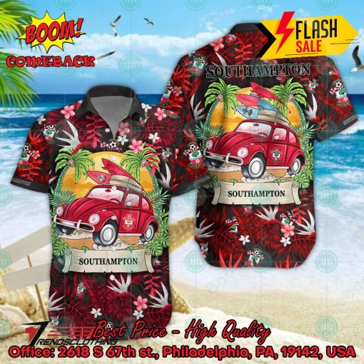 Southampton FC Car Surfboard Coconut Tree Button Shirt