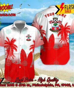 Southampton FC Palm Tree Surfboard Personalized Name Button Shirt