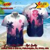 Stade Aurillacois Cantal Auvergne Palm Tree Surfboard Personalized Name Button Shirt