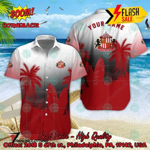 Sunderland AFC Palm Tree Surfboard Personalized Name Button Shirt