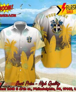 Sutton United FC Palm Tree Surfboard Personalized Name Button Shirt