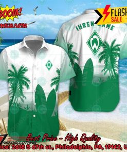 SV Werder Bremen Palm Tree Surfboard Personalized Name Button Shirt