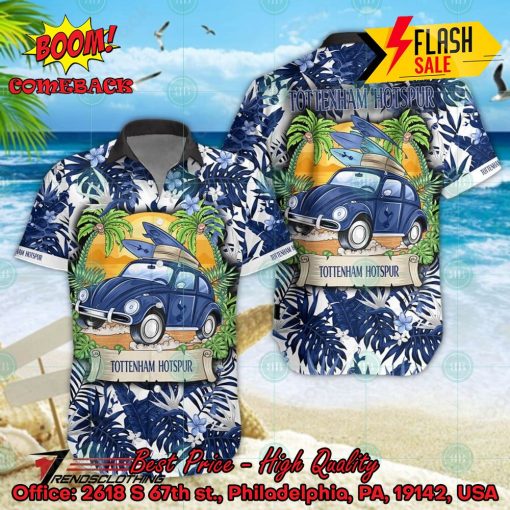 Tottenham Hotspur FC Car Surfboard Coconut Tree Button Shirt