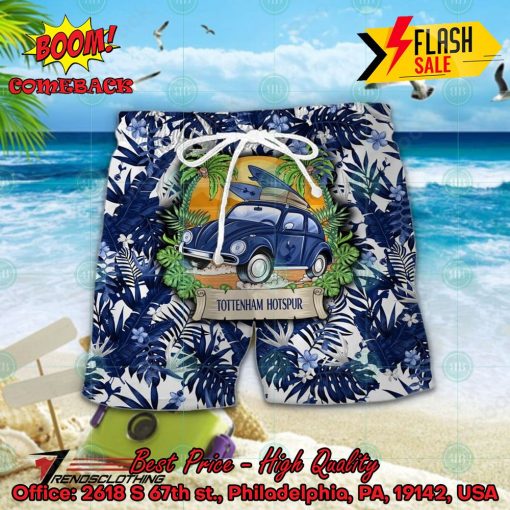 Tottenham Hotspur FC Car Surfboard Coconut Tree Button Shirt