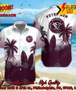Union Bordeaux Begles Palm Tree Surfboard Personalized Name Button Shirt