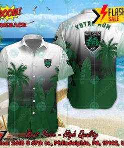 US Montauban Palm Tree Surfboard Personalized Name Button Shirt