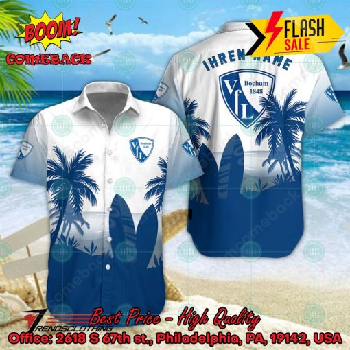 VfL Bochum Palm Tree Surfboard Personalized Name Button Shirt