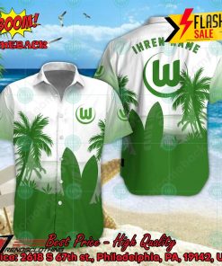 VfL Wolfsburg Palm Tree Surfboard Personalized Name Button Shirt