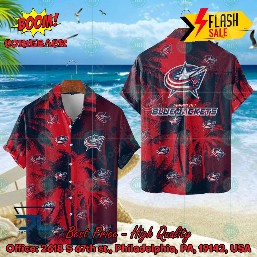 NHL Columbus Blue Jackets Coconut Tree Hawaiian Shirt