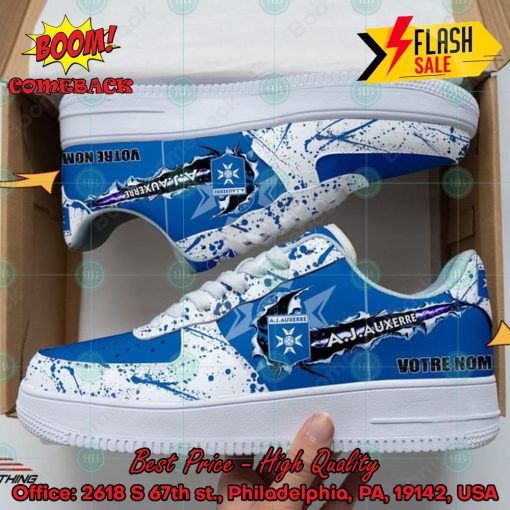 Personalized Name AJ Auxerre Trending 2024 Custom Nike Air Force Sneakers